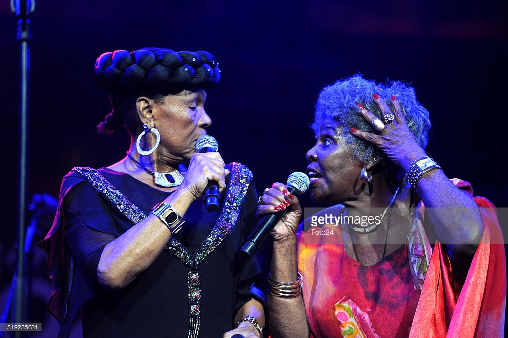 CAPE TOWN, SOUTH AFRICA – APRIL 02: (SOUTH AFRICA OUT): South African veteran artists; Dorothy Masuka and Abigail Kubeka perform during the 17th annual Cape Town International Jazz Festival on April 02, 2016 in Cape Town, South Africa. The Cape Town International Jazz Festival (CTIJF) referred to as ‘Africa’s Grandest Gathering' is the largest music festival in sub-Saharan Africa. (Photo by Lerato Maduna/Foto24/Gallo Images/Getty Images)